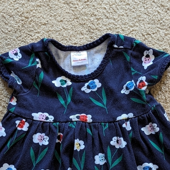 Hanna Andersson Navy Colorful Ladybug Play Dress Babydoll Style Adorable 6-12 M - Picture 2 of 5